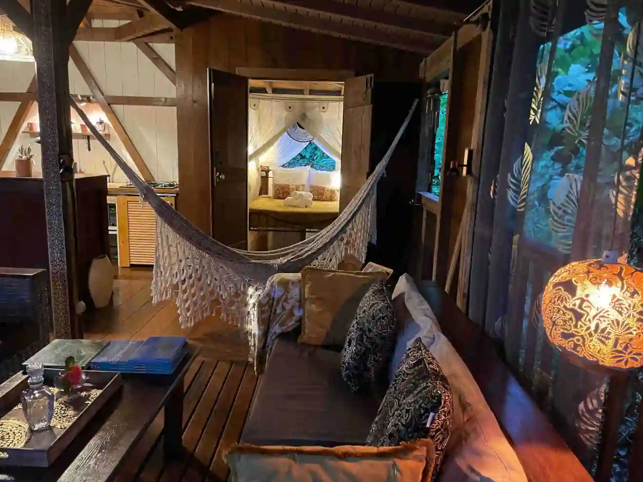 Imagine yourself in the hammock on the terrace, the lights dimmed, and the frogs starting to sing.